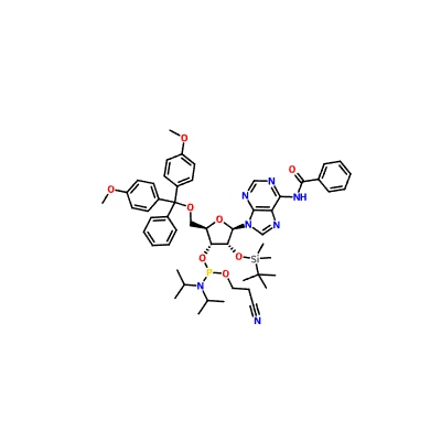 CAS 104992-55-4|N-Benzoyl-5'-O-(4,4-Dimethoxytrityl)-2'-O-[(terc-butyl)dimethylsilyl]adenosin-3'-({{ 13}}kyanoethyl-N,N-diisopropyl)fosforamidit